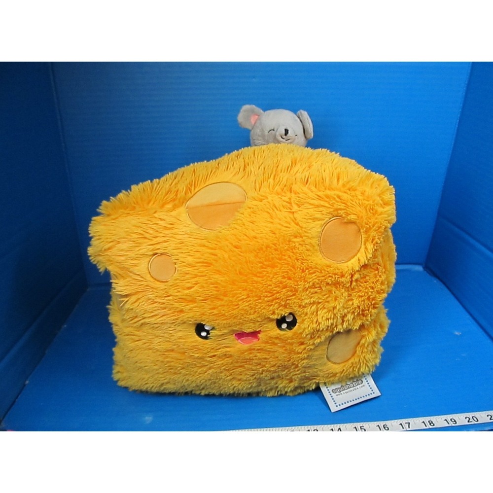 SQUISHABLE CHEESE WEDGE w/ mouse Stuffed Animal Plush Toy 14×10 Pillow